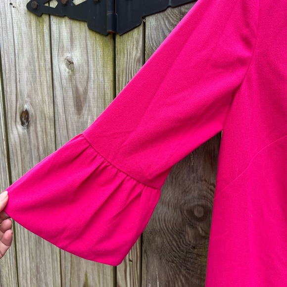 TALBOTS 3/4 Ruffle Sleeve Shift Dress in Hot Pink Women’s  6 - Picture 5 of 10